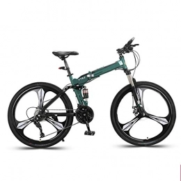 ZHEDYI Folding Bike ZHEDYI 26in Men's Folding Mountain Bike, 24-speed High Carbon Steel Hard Tail Mountain Bicycle, Youth Student Bikes Men's and Women's Adult Off-road Racing Bicycles, 3 Spoke (Color : Green)