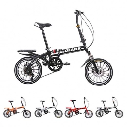 ZHIPENG Folding Bike ZHIPENG 20-Inch Folding Bikes 6-Speed Variable Speed Bike Urban Mobility Tool, Thickened High-Carbon Steel Frame, Front And Rear Double Disc Brakes, Sensitive Braking, Black