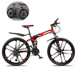 ZHIPENG Bike ZHIPENG 26-Inch Folding Bikes Mountain Bike 27-Speed Shift Bike, Portable Folding Design, Can Be Easily Carried To Where You Want To Go, Red