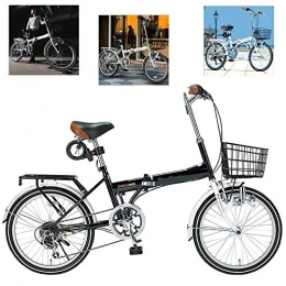 ZHIPENG Bike ZHIPENG 6-Speed Shift Bike 20-Inch Folding Bikes City Commuter Bike, Light And Portable, Easy To Fold, Six-Speed Shift, Convenient Travel, Black
