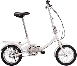 ZHOUHONG Folding Bike ZHOUHONG Foldable Bicycle 14 Inch Lightweight Alloy Folding Bicycle City Commuter Variable Speed Bike, With Colorful Wheel, City Compact Urban Commuters White