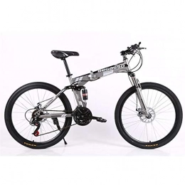 ZHTX Bike ZHTX Mountain Bike 21 / 24 / 27 / 30 Speed Front And Rear Shock Absorber 26" Inch Folding Bike Road Bike Double Disc Brakes Folding Mtb (Color : Gray, Size : 30Speed)