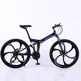ZHTX Folding Bike ZHTX Road Bikes Racing Bicycle Foldable Bicycle Mountain Bike 26 Inch Steel 21 / 24 / 27 / 30 Speed Bicycles Dual Disc Brakes (Color : Blue, Size : Six cutter wheels)