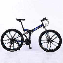 ZHTX Bike ZHTX Road Bikes Racing Bicycle Foldable Bicycle Mountain Bike 26 Inch Steel 21 / 24 / 27 / 30 Speed Bicycles Dual Disc Brakes (Color : Blue, Size : Ten cutter wheels)