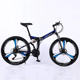 ZHTX Bike ZHTX Road Bikes Racing Bicycle Foldable Bicycle Mountain Bike 26 Inch Steel 21 / 24 / 27 / 30 Speed Bicycles Dual Disc Brakes (Color : Blue, Size : Three cutter wheels)