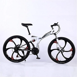 ZHTX Bike ZHTX Road Bikes Racing Bicycle Foldable Bicycle Mountain Bike 26 Inch Steel 21 / 24 / 27 / 30 Speed Bicycles Dual Disc Brakes (Color : White, Size : Six cutter wheels)
