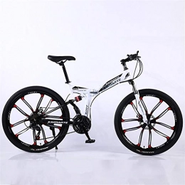 ZHTX Bike ZHTX Road Bikes Racing Bicycle Foldable Bicycle Mountain Bike 26 Inch Steel 21 / 24 / 27 / 30 Speed Bicycles Dual Disc Brakes (Color : White, Size : Ten cutter wheels)