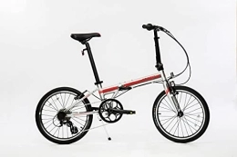 ZiZZO Folding Bike ZiZZO Liberte 23lb Lightweight Aluminum Alloy 20-Inch 8-Speed Folding Bicycle with Quick Release Wheels (Silver / Red)