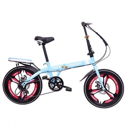 ZJPQ Bike ZJPQ Folding Shift Bike, Double Disc Brake Bicycle, 16 / 20 inch Adult Men and Women Child Student Ultra-Light Portable Leisure Bicycle Mountain Bike / blue / 20