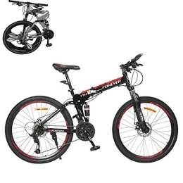 ZJZ Bike ZJZ Lightweight Lush Folding Mountain Bike, 26" High Carbon Steel Frame Double Disc Brakes Mountain Bike 24 Speeds Double Suspension Male And Female Students Fast Folding Bike And Convenient Storage