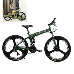 ZLMI Bike ZLMI 26-Inch Mountain Bike Folding Bycicle 21-Speed Variable Speed Bike, Convenient Folding Design, Easy To Fold, Easy To Place, Double Shock Absorption at The Front And Rear, Green