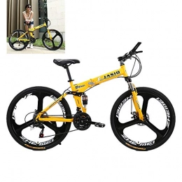 ZLMI Bike ZLMI 26-Inch Mountain Bike Folding Bycicle 21-Speed Variable Speed Bike, Convenient Folding Design, Easy To Fold, Easy To Place, Double Shock Absorption at The Front And Rear, Yellow