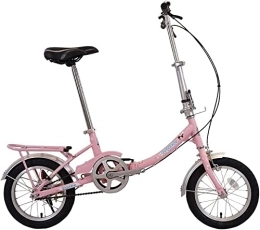 ZLYJ Bike ZLYJ 12 Inch Folding Bike for Youth Student Folding Bike Quick Folding System with Variable Speed City Bike with Rear Light and Car Basket Pink