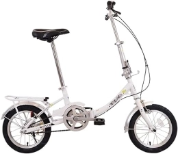 ZLYJ Bike ZLYJ 12 Inch Folding Bike for Youth Student Folding Bike Quick Folding System with Variable Speed City Bike with Rear Light and Car Basket White