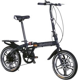 ZLYJ Folding Bike ZLYJ 14 / 16 Inch Adult Foldable Bicycle with 6 Speed, Student Double Disc Folding Brake Wheel, Shock Absorber Wheel Maximum Load 130 kg A, 16inch