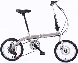 ZLYJ Folding Bike ZLYJ 14 / 16 Inch Folding Bicycle Front and Rear Carbon Steel Frame Variable Speed Adult Bicycle Super Lightweight Student Folding Bike C, 16inch