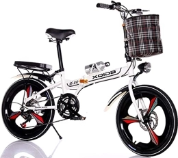 ZLYJ Bike ZLYJ 20 Inch Folding Bike, Carbon Steel Frame Bicycle Folding Bike with Comfort Saddle Basket and Stand Luggage Rack C, 20 in