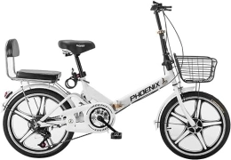 ZLYJ Bike ZLYJ 20 Inch Folding Bike for Adults, Light Aluminum Folding Bike City Bike, Quick Folding System, Ultra-Light Portable Student Bike White