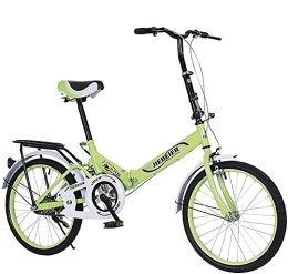 ZLYJ Bike ZLYJ Folding Bicycle, 20 Inch Portable V Folding Bike with Shock Absorber Mature Male and Female Students Adult Folding Shock Bike Singlespeed Green, 20 in