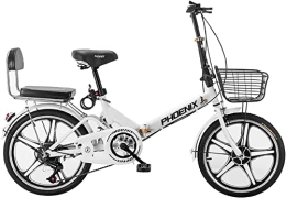 ZLYJ Bike ZLYJ Folding Bike, 20 Inch Light Aluminum Folding City Bike, Quick Folding System, Ultra-Light Portable Bike for Student Adults White