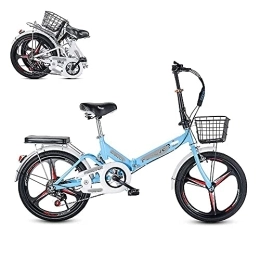 zmigrapddn Folding Bike zmigrapddn Folding Adult Bicycle, 20-inch 6-Speed Variable Speed Integrated Wheel, Free Installation Commuter Bicycle, Adjustable and Comfortable Seat Cushion (Color : Blue)