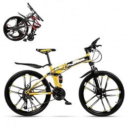 zmigrapddn Folding Bike zmigrapddn Folding Adult Bicycle, 24-inch Hydraulic Shock Off-Road Racing, Lockable U-Shaped Fork, Double Shock Absorption, 21 / 24 / 27 / 30 Speed, Gift Included (Color : Yellow, Size : 27)