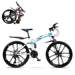 zmigrapddn Bike zmigrapddn Folding Adult Bicycle, 26-inch Hydraulic Shock Off-Road Racing, Lockable U-Shaped Fork, Double Shock Absorption, 21 / 24 / 27 / 30 Speed, Gift Included (Color : Blue, Size : 21)