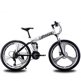 ZMJY Folding Bike ZMJY Lightweight Foldable Mountain Bike, 26-Inch Steel Frame Bicycle 21-Speed Transmission Is Compact And Lightweight, White