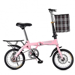 ZPEE Bike ZPEE Leisure Disc Brake Foldable Bike With Basket Rear Rack, Single Speed Carbon Steel Folding Bicycle, Commuter Folding Bike FOR MEN Women