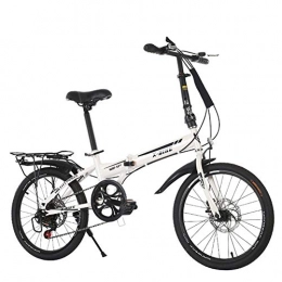 ZQNHXY Folding Bike ZQNHXY Folding Bike 20 Inch Women's Variable Speed Shock Absorber Adult Super Light Children's Student Bicycle, Small Portable Bicycle Adult, White