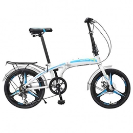 ZTIANR Folding Bike ZTIANR 20 Inch Folding Bicycle, 7 Speed Adult Ultralight Portable City Bike Youth Student Bicycle, Blue
