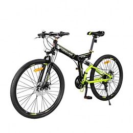 ZTIANR Bike ZTIANR 26" Folding Mountain Bicycle, 24 Speed Ront And Rear Shock Absorption Mountain Bike Double Disc Brake Soft Tail Frame Bicycle Adult Off-Road Vehicle, Green