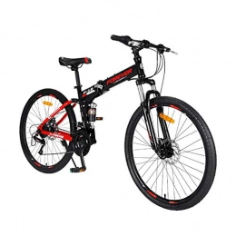 ZTIANR Folding Bike ZTIANR 26" Mountain Bicycle, 24 Speed Ront And Rear Shock Absorption Folding Mountain Bike Double Disc Brake Soft Tail Frame Bicycle Adult Off-Road Vehicle, Red