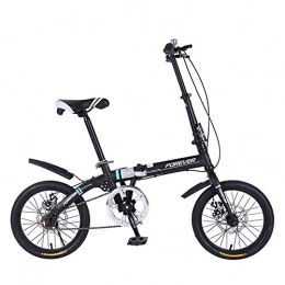ZTIANR Bike ZTIANR Folding Bicycle, 16 Inch Folding Bike, Front And Rear Disc Brakes, Adult Ultralight Portable City Bike Youth Student Bicycle, Black