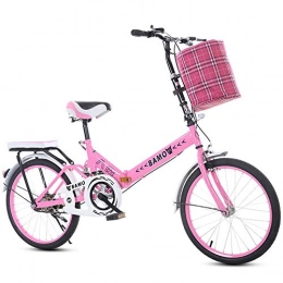 ZTIANR Bike ZTIANR Folding Bicycle, 20 Inch Adult Folding Bike High Carbon Steel Frame Class Ultra Light Portable City Bicycle, V Brake, Damping, Pink