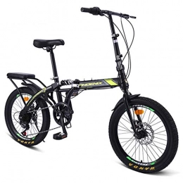 ZTIANR Folding Bike ZTIANR Folding Bicycle, 20-Inch Disc Brake Shock-Absorbing Variable-Speed Bicycle Student Bicycle Adult City Bike(Black Green)