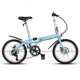 ZTIANR Folding Bike ZTIANR Folding Bicycle, 20 Inch Shock Absorption 6 Speed Folding Bike Portable Adult Teen City Bicycle, Blue