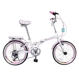 ZTIANR Folding Bike ZTIANR Folding Bicycle, 7 Variable Speed 20 Inch Folding Bike High Carbon Steel Frame Male And Female Student Bicycle City Commuter Bike, Pink
