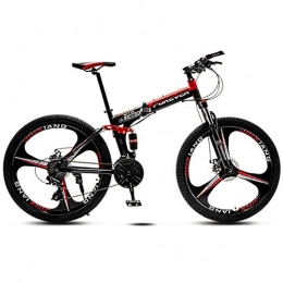 ZTIANR Folding Bike ZTIANR Mountain Bicycle, 26" Folding Mountain Bike 21 / 24 / 27 / 30 Speed City Bike Bicycle Aluminum Alloy Wheel Dual Suspension Shock Absorption, Red, 21 speed