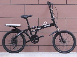 ZTYD Folding Bike ZTYD Folding Bikes, 20 Inch Variable Speed Bicycle Double Disc Brake Full Suspension Anti-Slip for Men And Women, with Load-Bearing Rear Frame, Black