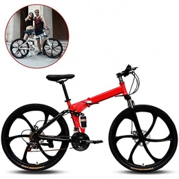 ZWFPJQD Bike ZWFPJQD 26 Inches Folding Mountain Bike Bicycle 21Speed Men And Women Speed Student Adult Bicycle Double Shock Racing with 6 Cutter Wheel / Red