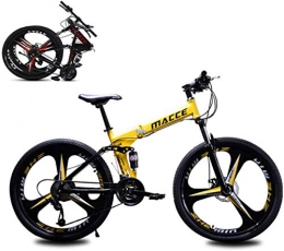 ZWFPJQD Folding Bike ZWFPJQD Folding Mountain Bike, Road Bike, 21 Speed Ultra-Light Bicycle with High-Carbon Steel Frame And Fork, Disc Brake, for Man, Woman, City, Aerobic Exercise, Endurance Training / Yellow