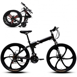 ZWFPJQD Bike ZWFPJQD Folding Mountain Bike, Road Bike, 6 impeller 21 Speed Ultra-Light Bicycle with High-Carbon Steel Frame And Fork, Disc Brake, for Man, Woman, City, Endurance Training / Black