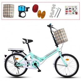 ZWFPJQD Bike ZWFPJQD glj 20 Inch Bicycle Women's Lightweight Adult City Student Commuter Car 20 Inch Single Speed Folding Carrier Bicycle Bike / Green