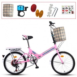 ZWFPJQD Bike ZWFPJQD glj 20 Inch Bicycle Women's Lightweight Adult City Student Commuter Car 20 Inch Single Speed Folding Carrier Bicycle Bike / Pink