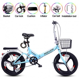 ZWFPJQD Bike ZWFPJQD glj 20 Inch Folding Mountain Bike, Damping Bicycle Unisex With High Resistance Spring, Strong Bearing Capacity, Safe And Sensitive Brake / bule / Variable speed