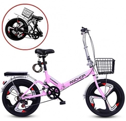 ZWFPJQD Bike ZWFPJQD glj 20-Inch Folding Speed Bicycle, Mountain Bike, Damping Bicycle Unisex, Folding Bicycle with Double Disc Brake, Adult Bicycle / Pink / Variable speed