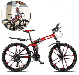 ZWFPJQD Folding Bike ZWFPJQD GLJ Foldable Men And Women Folding Bike, Mountain Bicycle, High Carbon Steel Frame, Road Bicycle Racing, Wheeled Road Bicycle Double Disc Brake Bicycles / Red