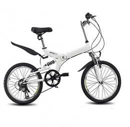 ZWHDS Folding Bike ZWHDS Folding bicycle, front and rear double brakes, 20-inch wide-wheeled 6-speed mountain bike (Color : White)