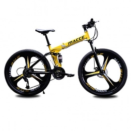 ZWPY Bike ZWPY 21 Speed Bicycle, 26 Inch Folding Mountain Bike, with Double Disc Brakes, for Outdoors Sport, 3 Spoke Wheels, Yellow